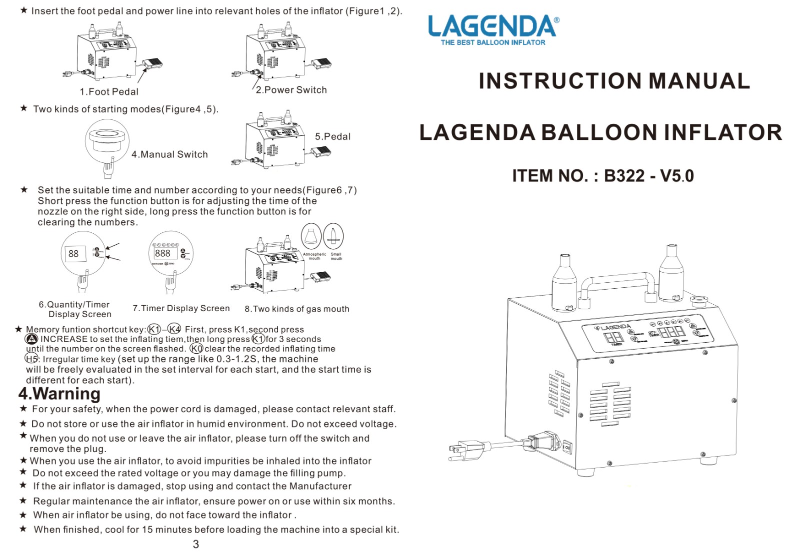 LAGENDA B322 PRECISE BALLOON INFLATOR - Balancebest
